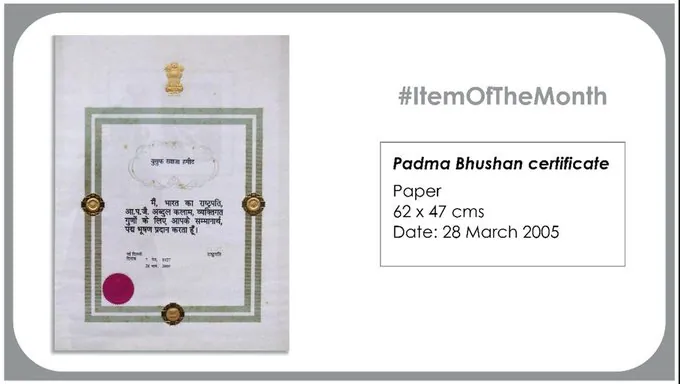 Padma Bhushan certificate