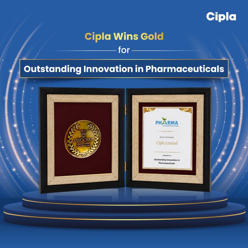 Cipla wins Gold for Outstanding Innovation in Pharmaceuticals at the ASSOCHAM Pharma Excellence Awards.